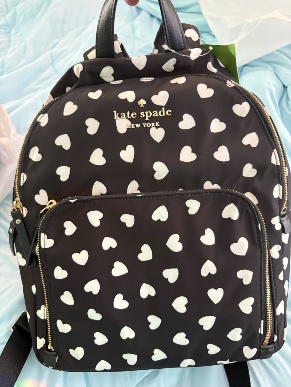 NWT Kate Spade New York Black Heart Print Backpack